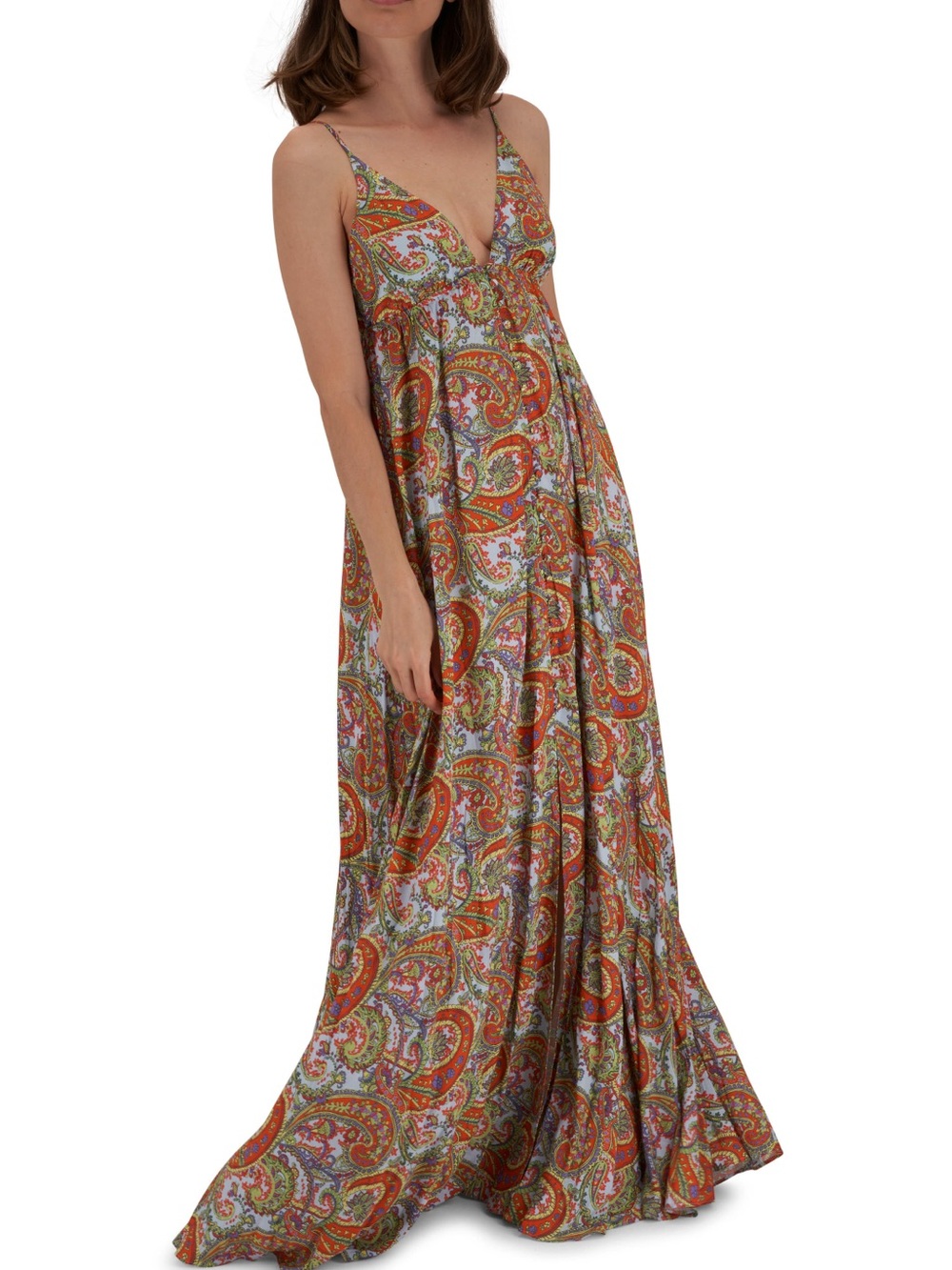 L'AGENCE small  Paisley Sundress in Orange, Green & Blue